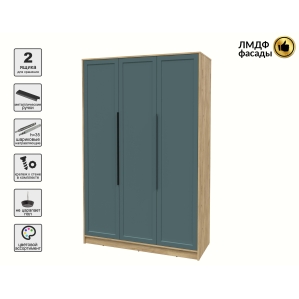 Шкаф распашной Тренд КТ-Ш3 (Дуб золотой ЛДСП/ Верде ЛМДФ) Ш1360 В2128 Г547